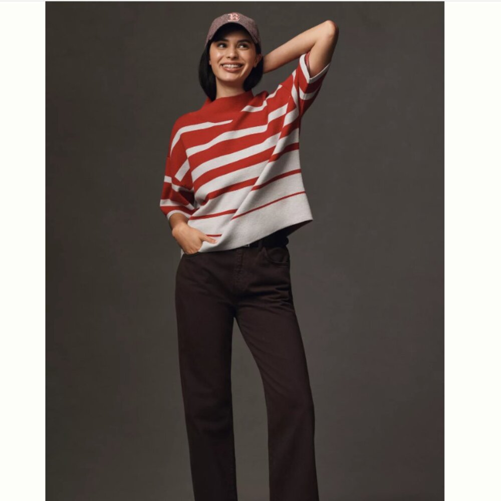 Anthropologie The Carys Mock-Neck Sweater: Short-Sleeve Edition - S - NWT
